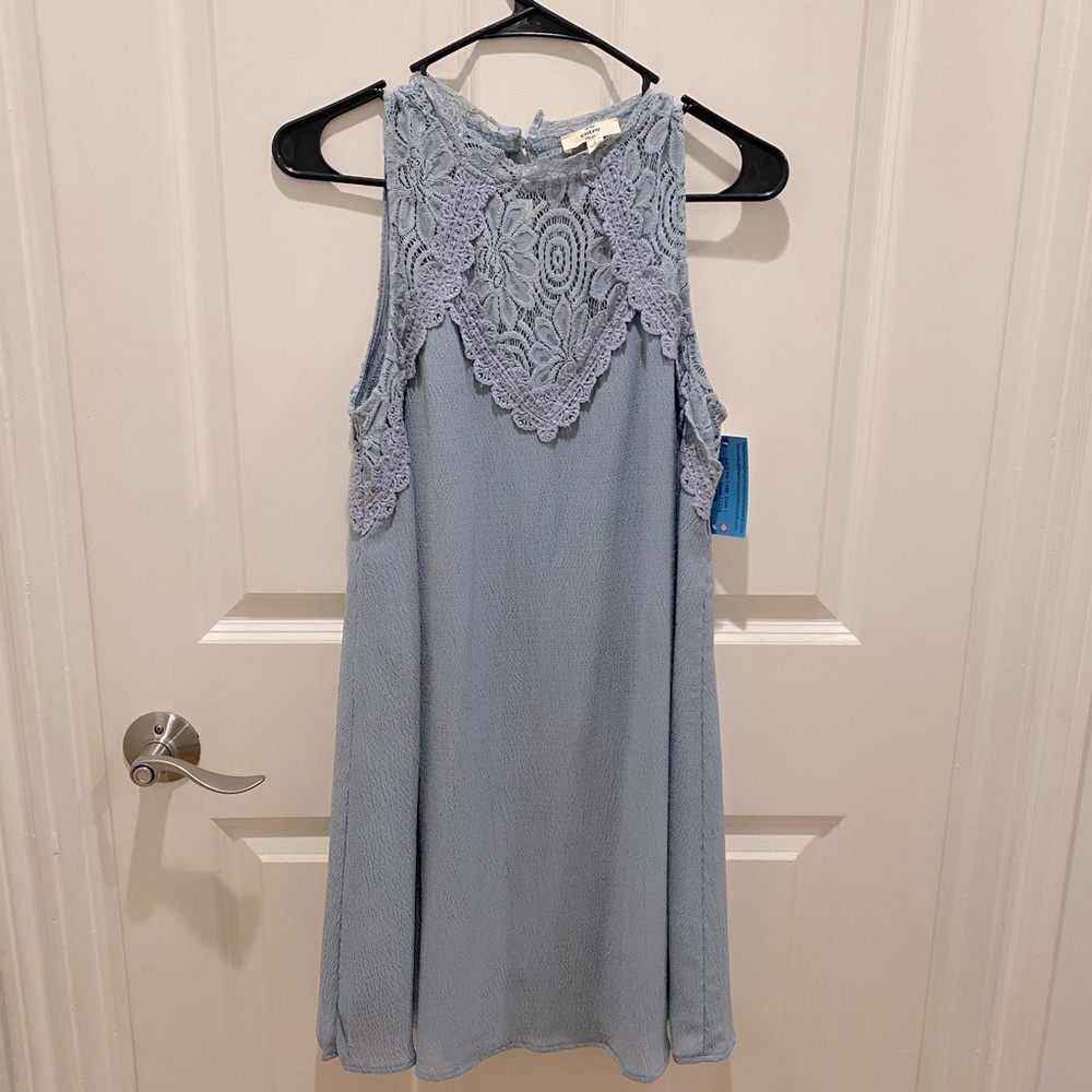 Entro dusty blue lace swing dress